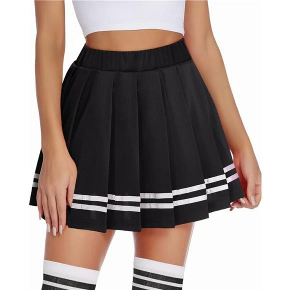 Womens pleated mini skirt high waist school uniform cheer cosplay outfit